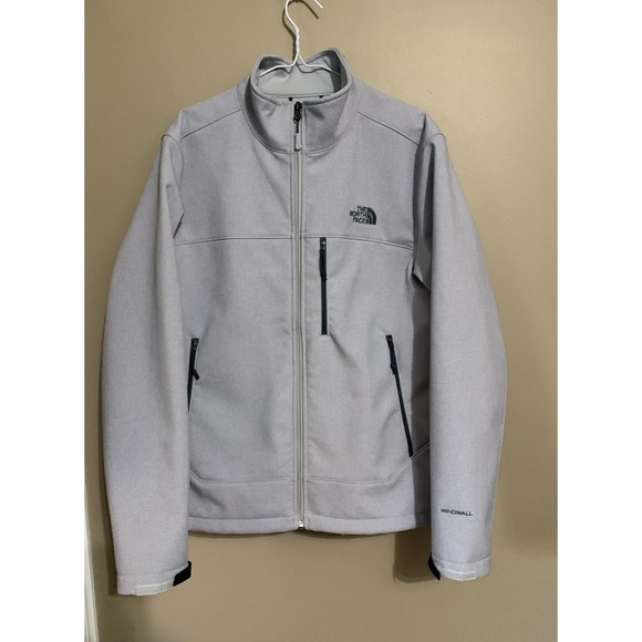 The North Face Windwall‎ Jacket Soft Shell Fleece Lined Men's M Gray Windbreaker - Picture 2 of 16